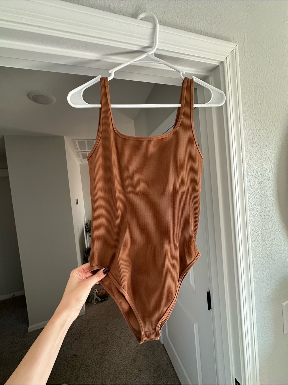 Women’s Ribbed One-Piece Swimsuit in Brown